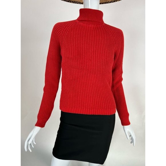 One Step Up Womens Pullover Sweater Red Ramie Blend Long Sleeve Turtleneck M - Picture 1 of 12